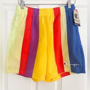 NWT! Champion Nylon‎ Warm Up Mesh Lining Shorts Mens Color Block Stripe Small S